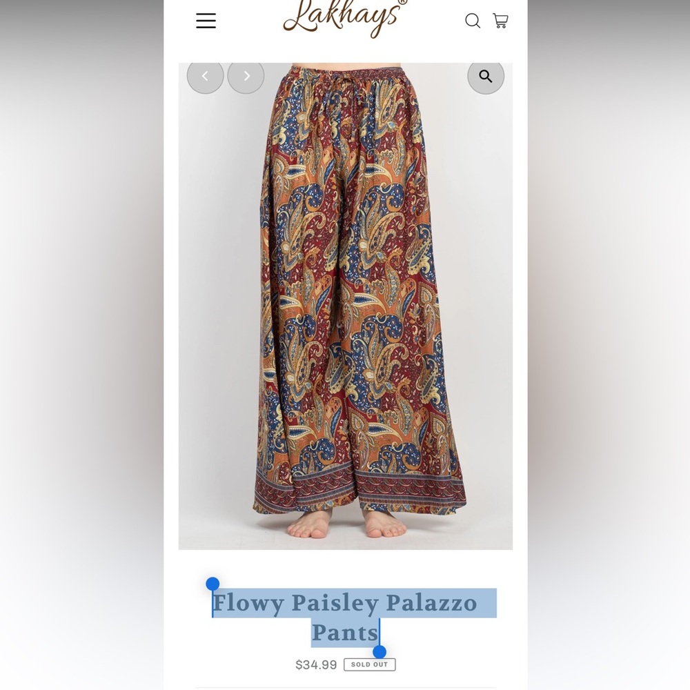 Lakhays Flowy Paisley Palazzo Pants